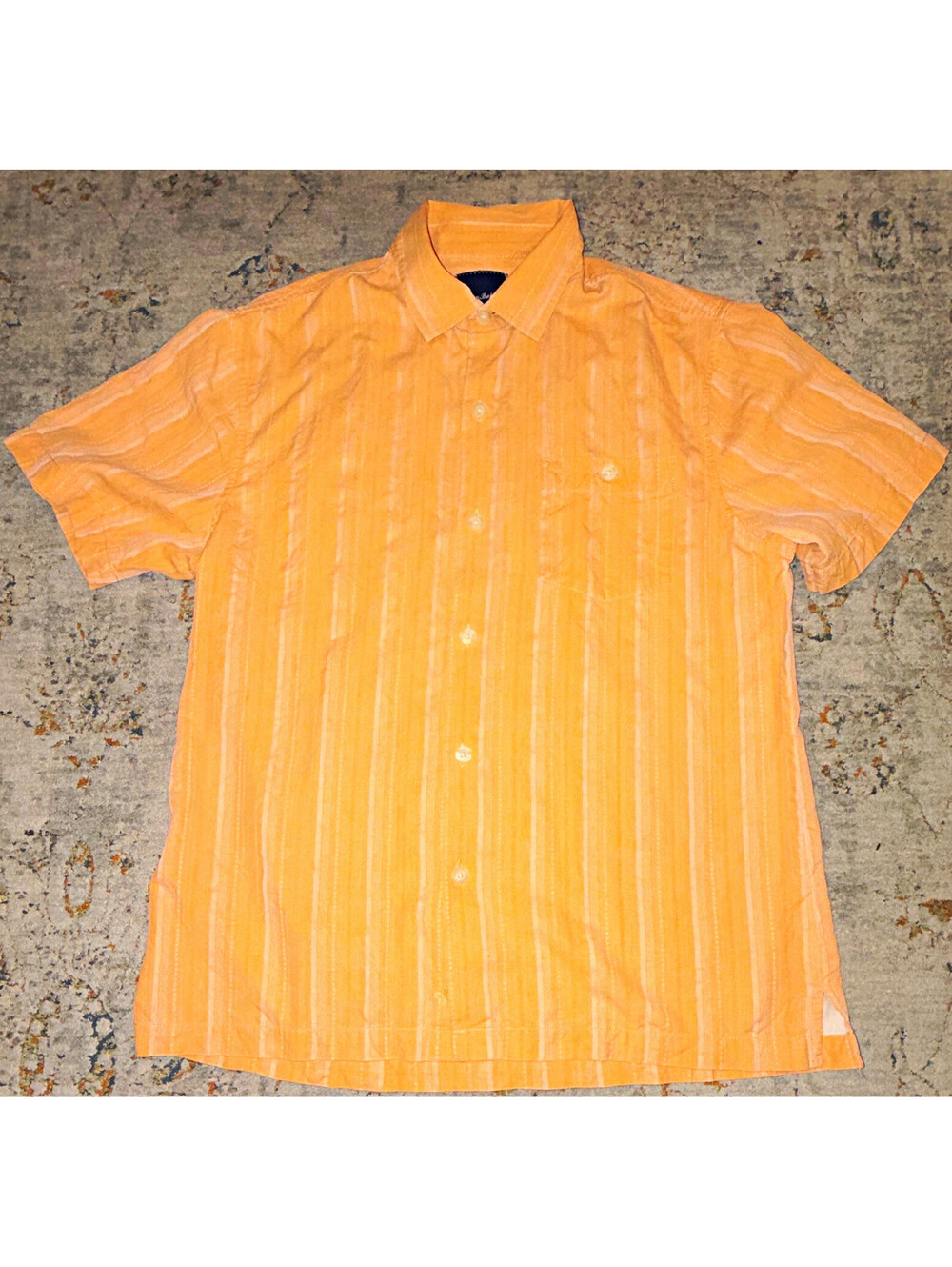 Tommy Bahama Men's Orange White Striped Silk Button-Up Shirt SS Size M A291